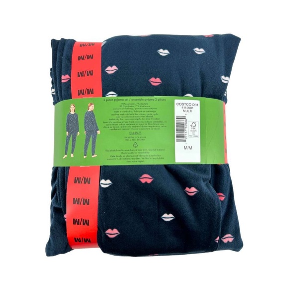 kate spade 2 piece pyjama set- Navy with Lips print - Picture 2 of 2